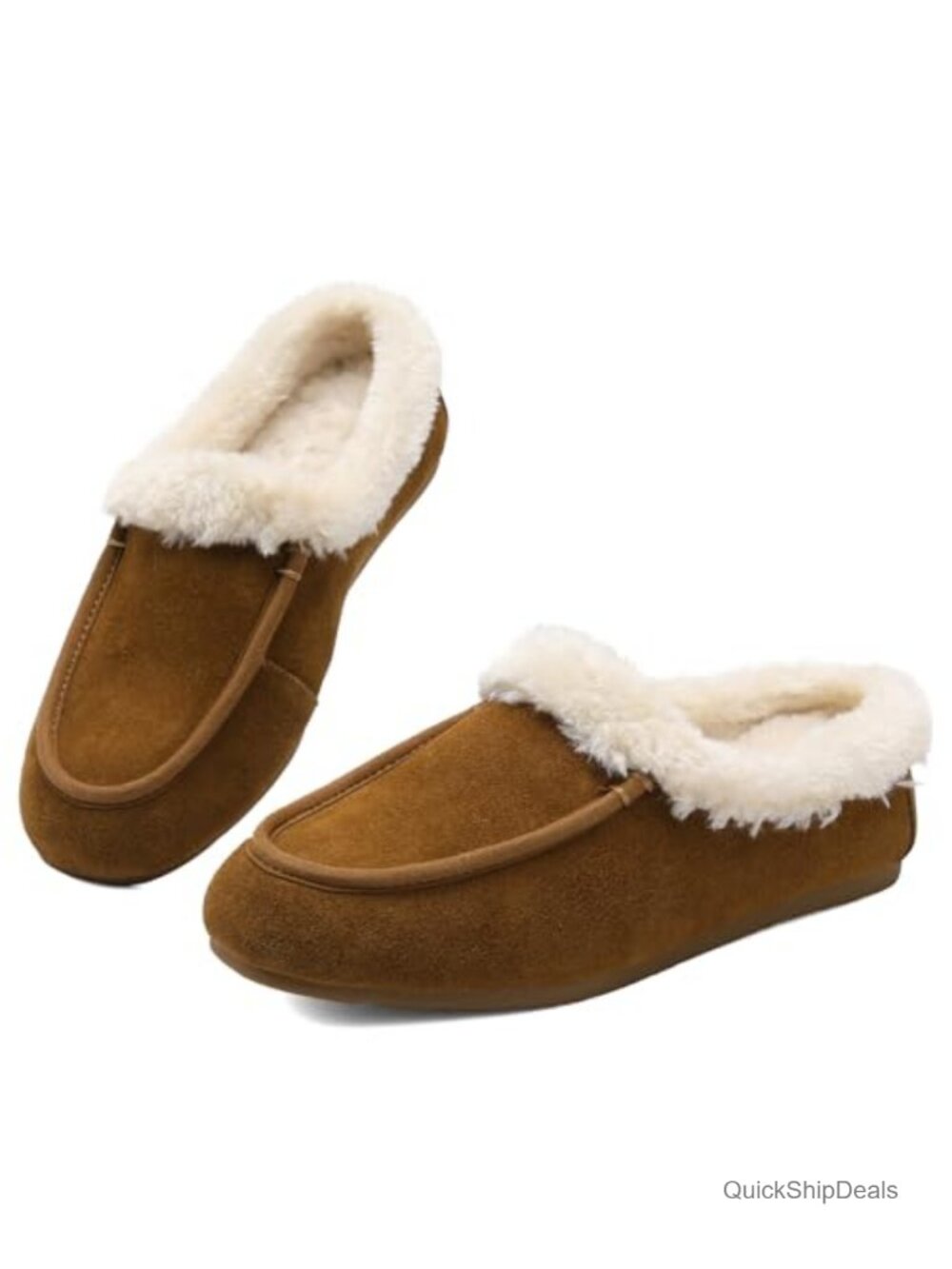 Women's Suede Moccasin-Style Loafers with Fur Lining
